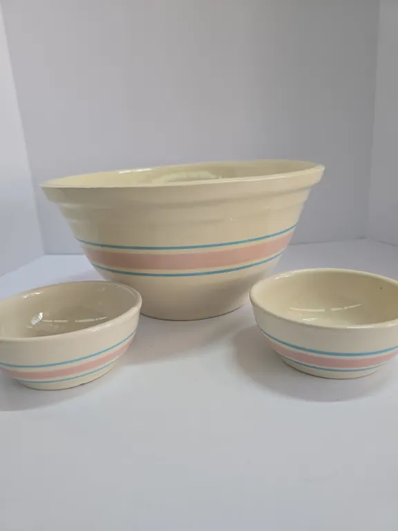 Ovenware USA Striped Stoneware Mixing Bowl Set