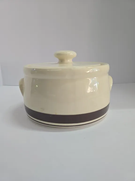 White Stoneware Covered Casserole Dish