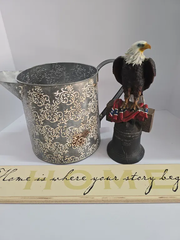 Decorative Metal Pitcher & Eagle Figurine