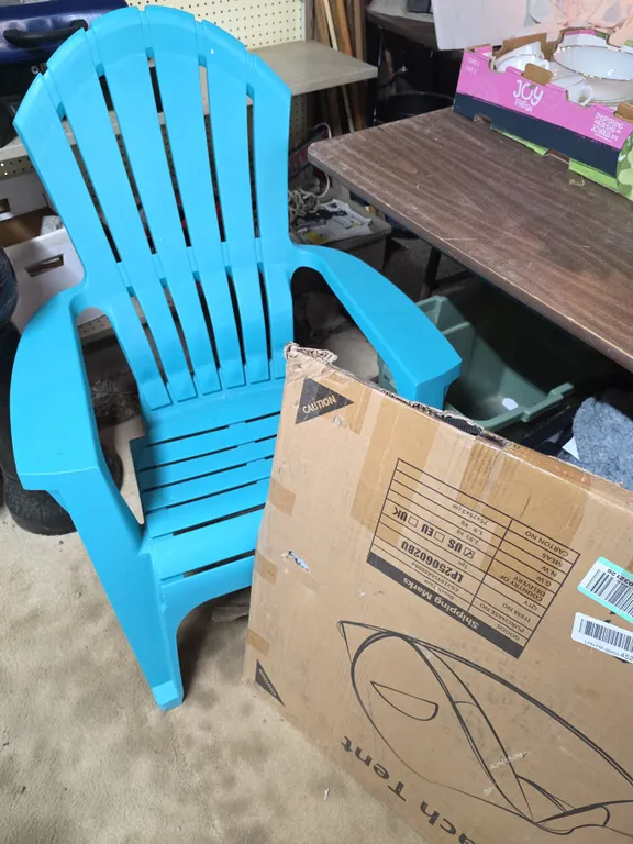 Blue Adirondack-Style Outdoor Chair and Beach Tent