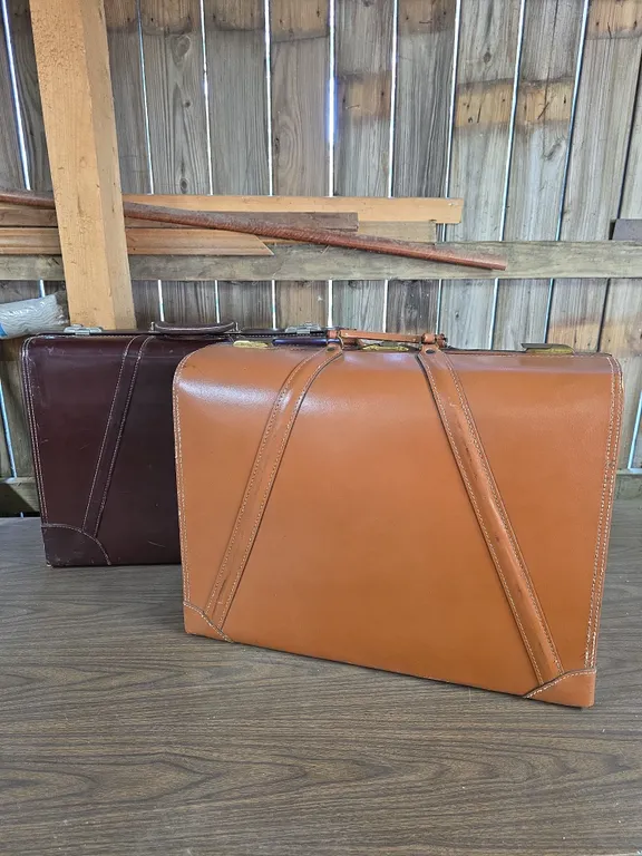 Vintage Hard-Sided Suitcases - Pair