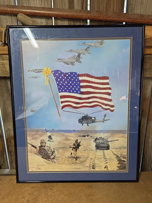 Framed Patriotic American Flag Print