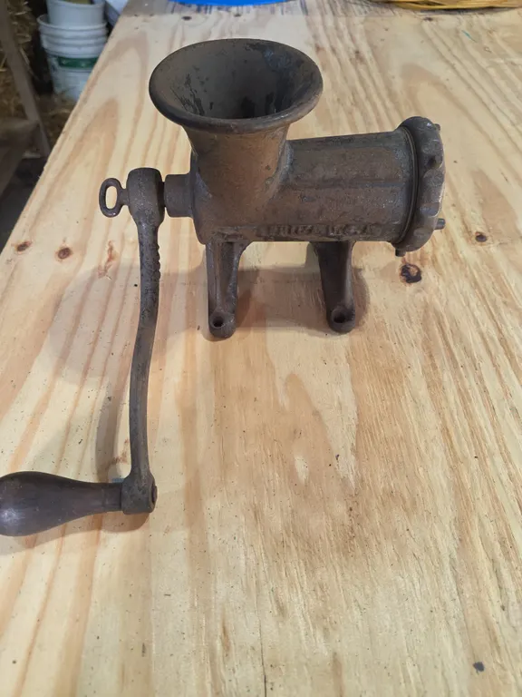 Vintage Hand-Crank Meat Grinder