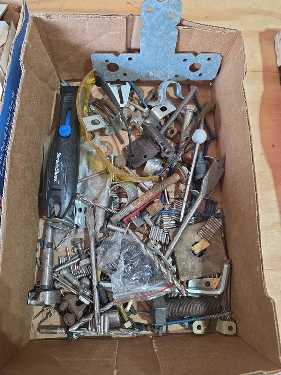 Large Box of Assorted Hardware & Metal Parts