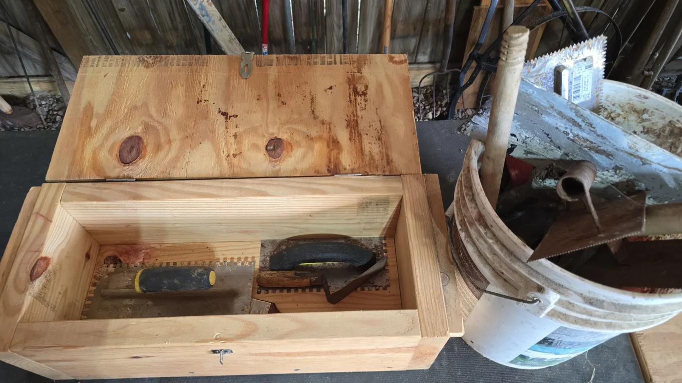 Wooden Tool Box with Hand Tools