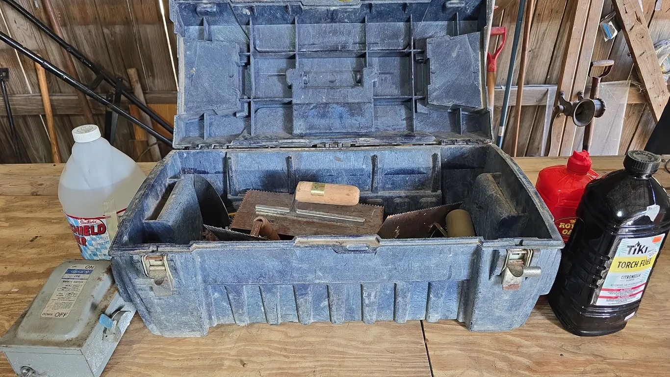 Large Plastic Tool Box with Tools