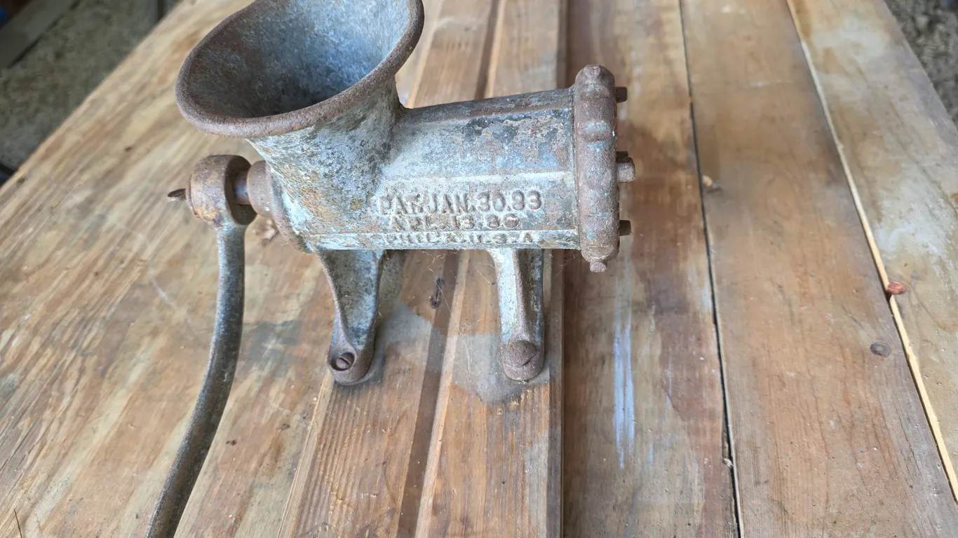 Vintage Hand-Crank Meat Grinder