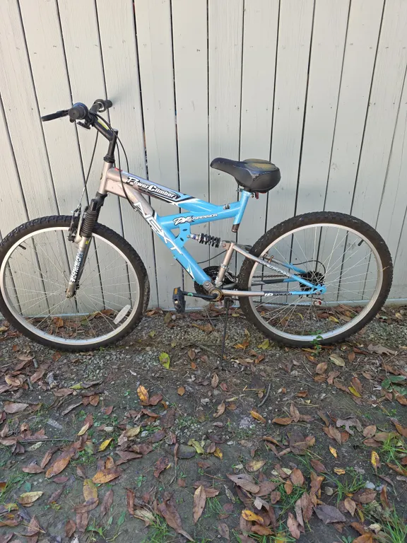 Next Power Climber Mountain Bike Blue Silver Dual Suspension