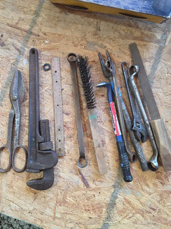 Assorted Wrenches, Bars & Hand Tools