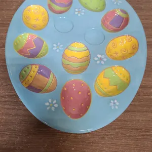 Market Easter Egg Deviled Egg Ceramic Plate, Hand Painted