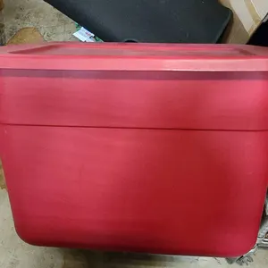 Sterilite Red 18 Gallon Plastic Storage Tote with Lid