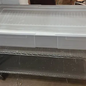 Rubbermaid Clear Plastic Storage Tote With White Lid