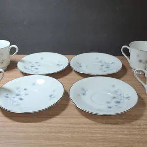 Noritake Progression Whitehall Tea Cups and Saucers Set of 4