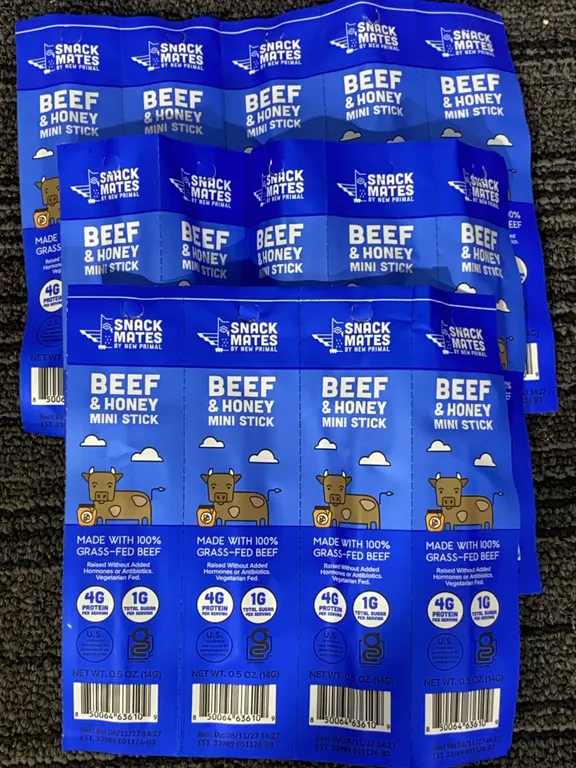 *NEW* New Primal Snack Mates Beef & Honey Mini Meat Sticks, Qty 14 - Best By: 8/2027