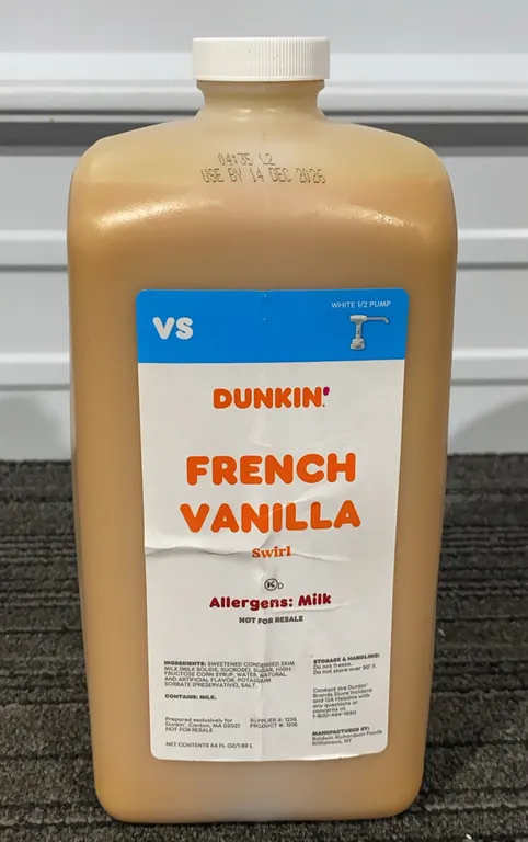 *NEW* Dunkin' French Vanilla Swirl Syrup, 64 Fl Oz - Best By: 12/2026