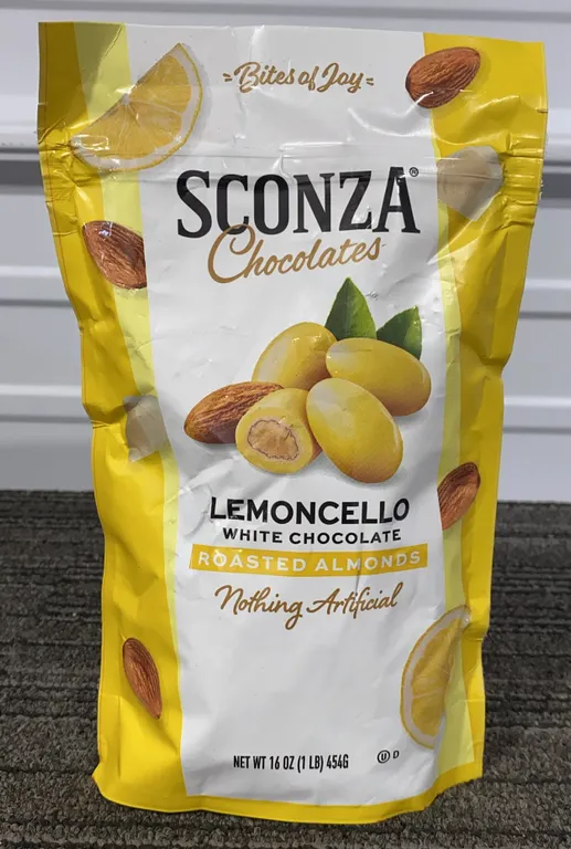 *NEW* Sconza Lemoncello Lemon Cream & White Chocolate Almonds, 1 Lb - Best By: 4/2027