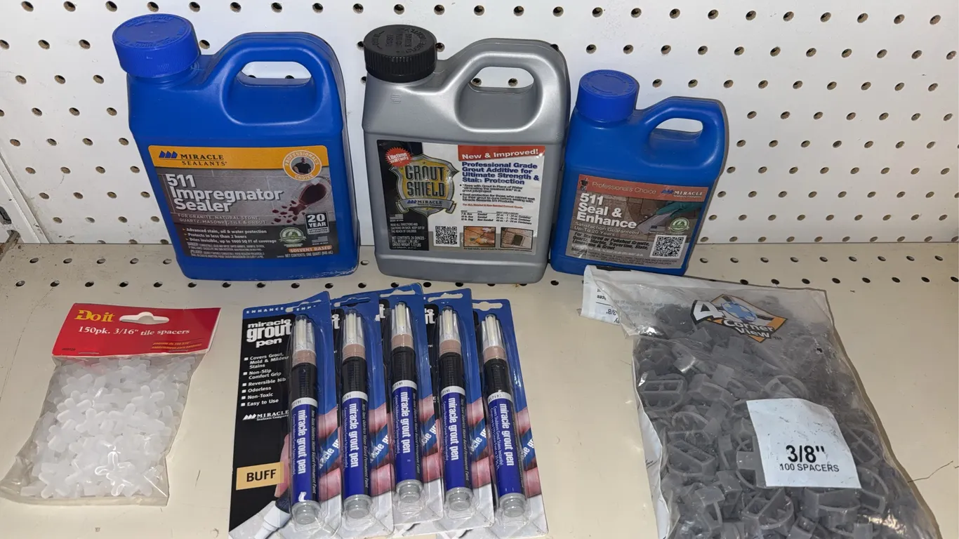 Impregnator, sealer, enhancer, miracle, pens, and tile spacers