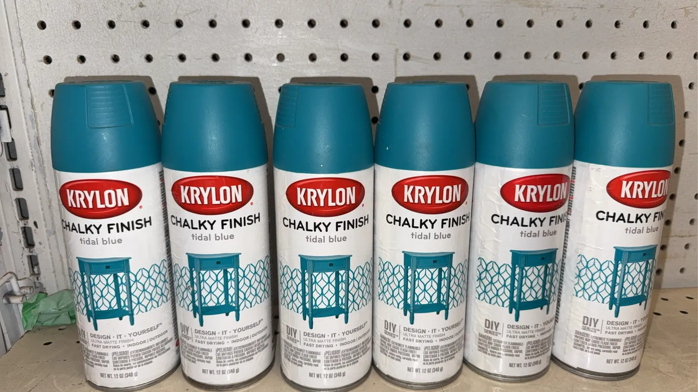 Krylon Chocky finish title blue spray paint