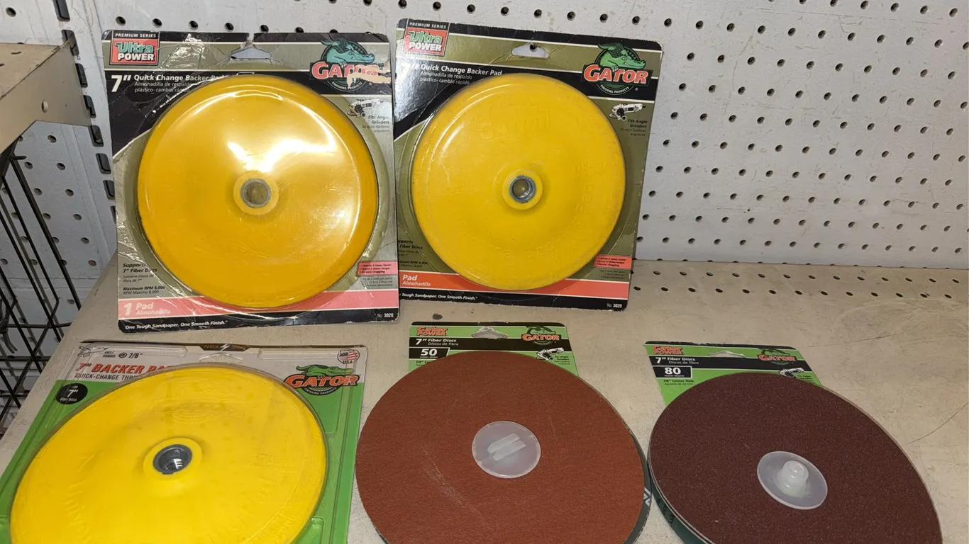 Gator 7 inch quick change, backer pads, and disks