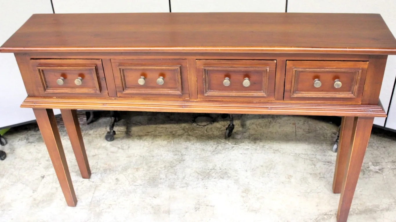 Wood Console Table with Four Drawers