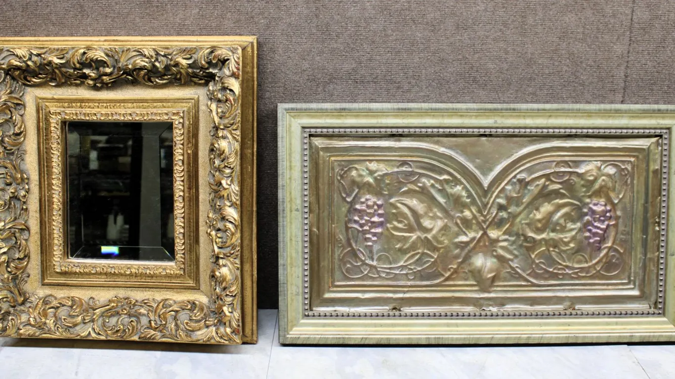 Ornate Mirror Frame and Embossed Panel