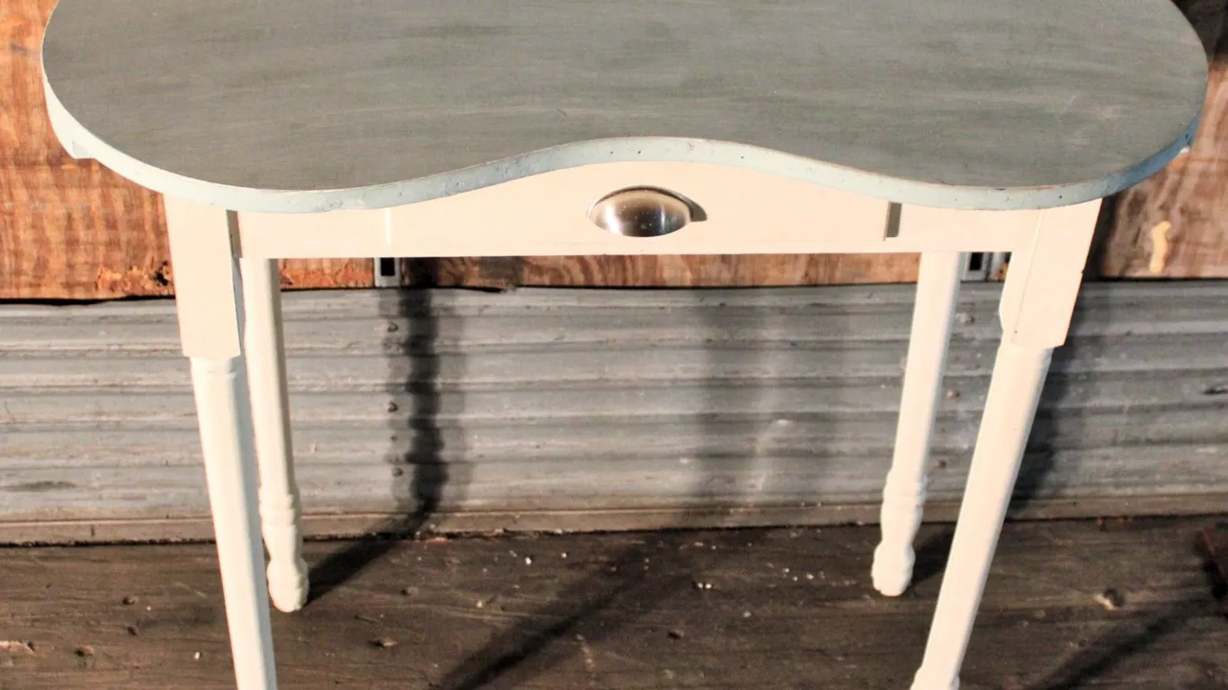 Kidney-Shaped Painted Table With Drawer