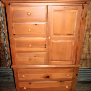 Wood Dresser with Cabinet and Drawers, Made USA