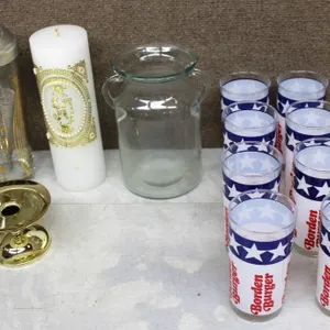 Borden Burger Glasses, Cocktail Shaker, Candle, Jar