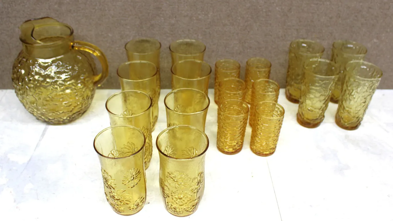 Amber Glass Beverage Set with Pitcher