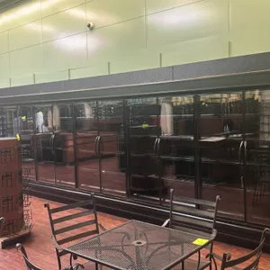 Hussmann remote medium temp case with French display doors, lighting, solid shelves, 115v 1 phase, (8,12,12,12)