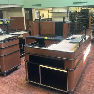 10’x10’ Accent model:EXPRESS serial:32318, U-shaped laminate 2 sided check lane with merchandising shelf