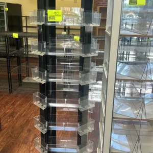 Laminate 4 sided portable multi tier rotating merchandiser