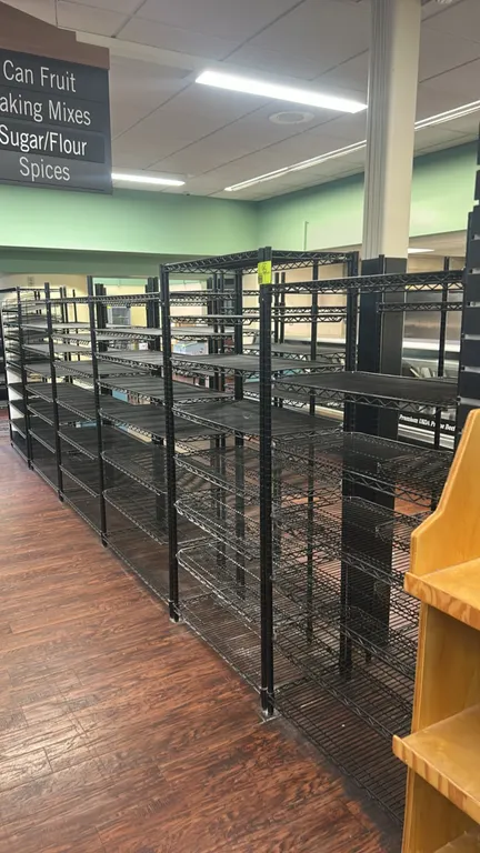 Metro metal wire multi-tier racks. Features black wire construction with adjustable shelving. Dimensions: (4) 48" x 18" and (2) 36" x 18".
