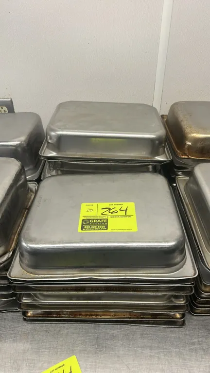 Hubert stainless steel half-size insert pans. Features 3" depth.