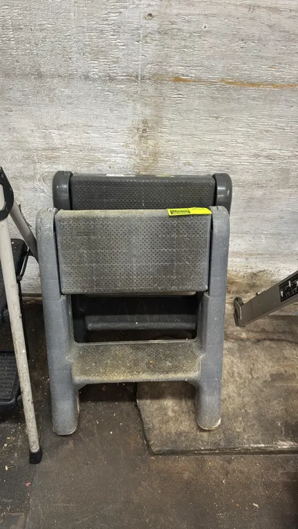 Poly 2-step folding ladders. Includes (2) folding step stools featuring molded plastic construction with textured slip-resistant treads.