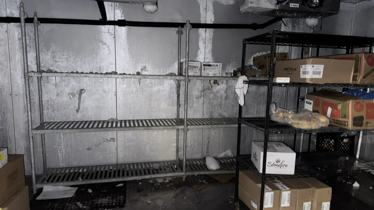 Galvanized 3-tier storage racks. Features 3-tier slatted shelves and tubular upright posts. Dimensions: 64" x 18" x 76". Contents and surrounding rack