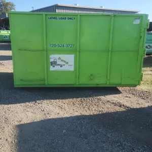 20-yard hooklift dumpster container. Features rear double barn doors with locking latches and 36" hooklift height. Container #2023. Dimensions: 11'L x
