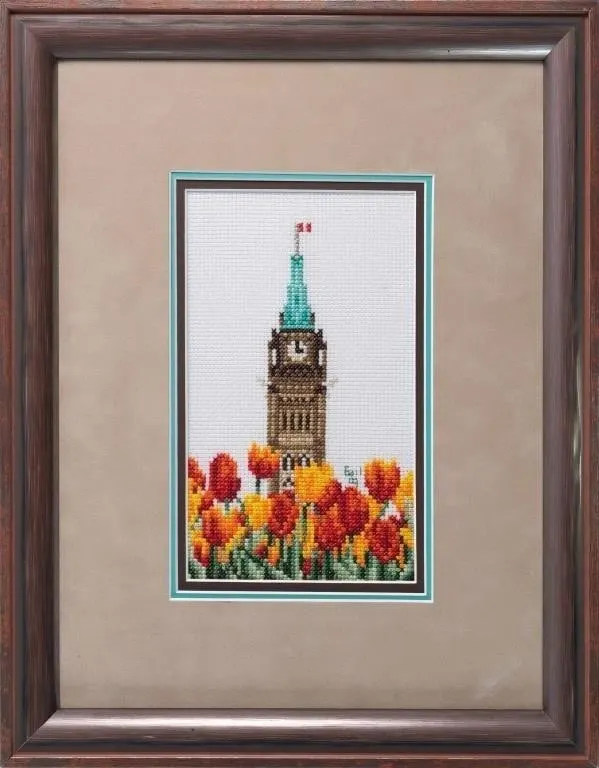 PEACE TOWER & TULIPS OTTAWA CROSS-STITCH TEXTILE