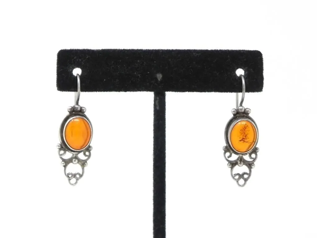 STERLING SILVER & BALTIC AMBER EARRINGS 5.10g
