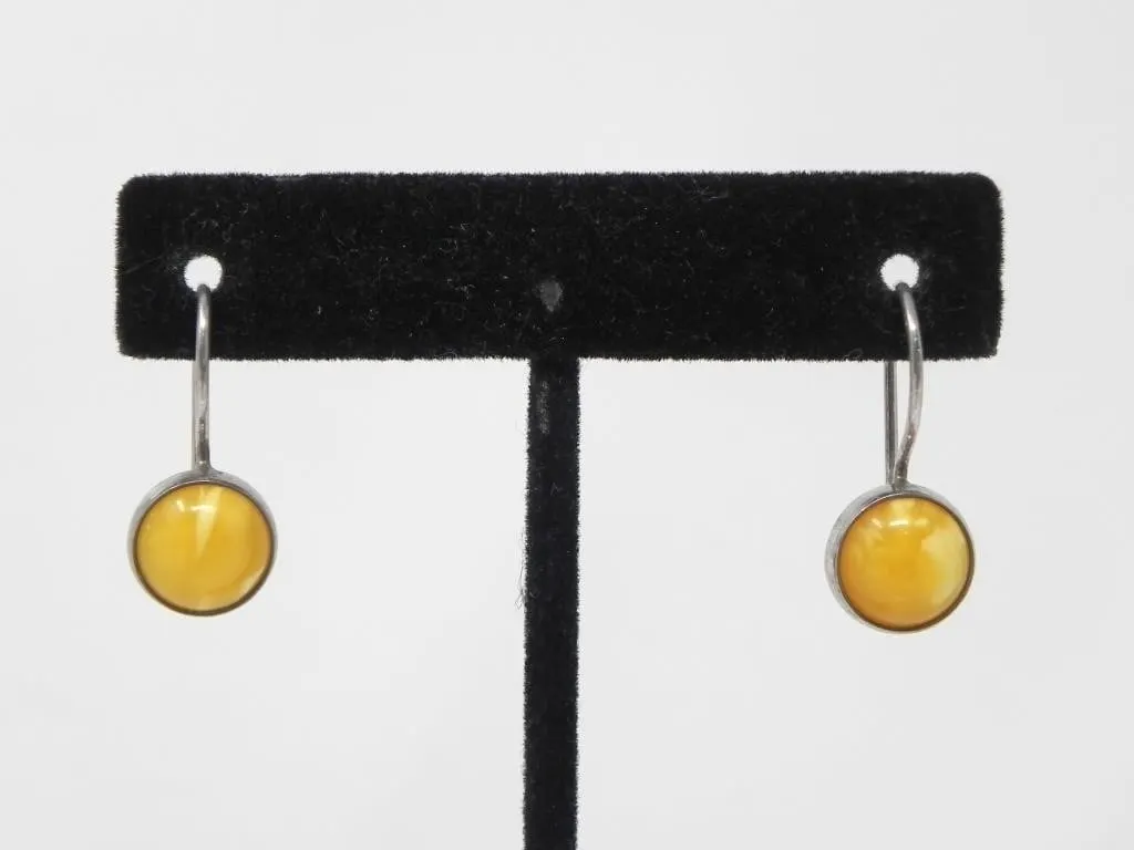 STERLING SILVER & HONEY AMBER EARRINGS 2.42g