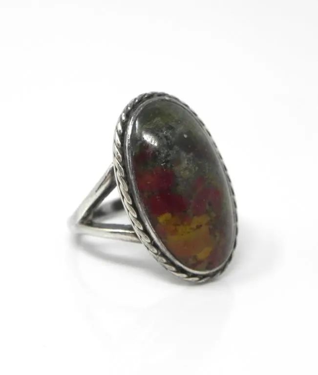 SILVER BLOODSTONE RING 5g