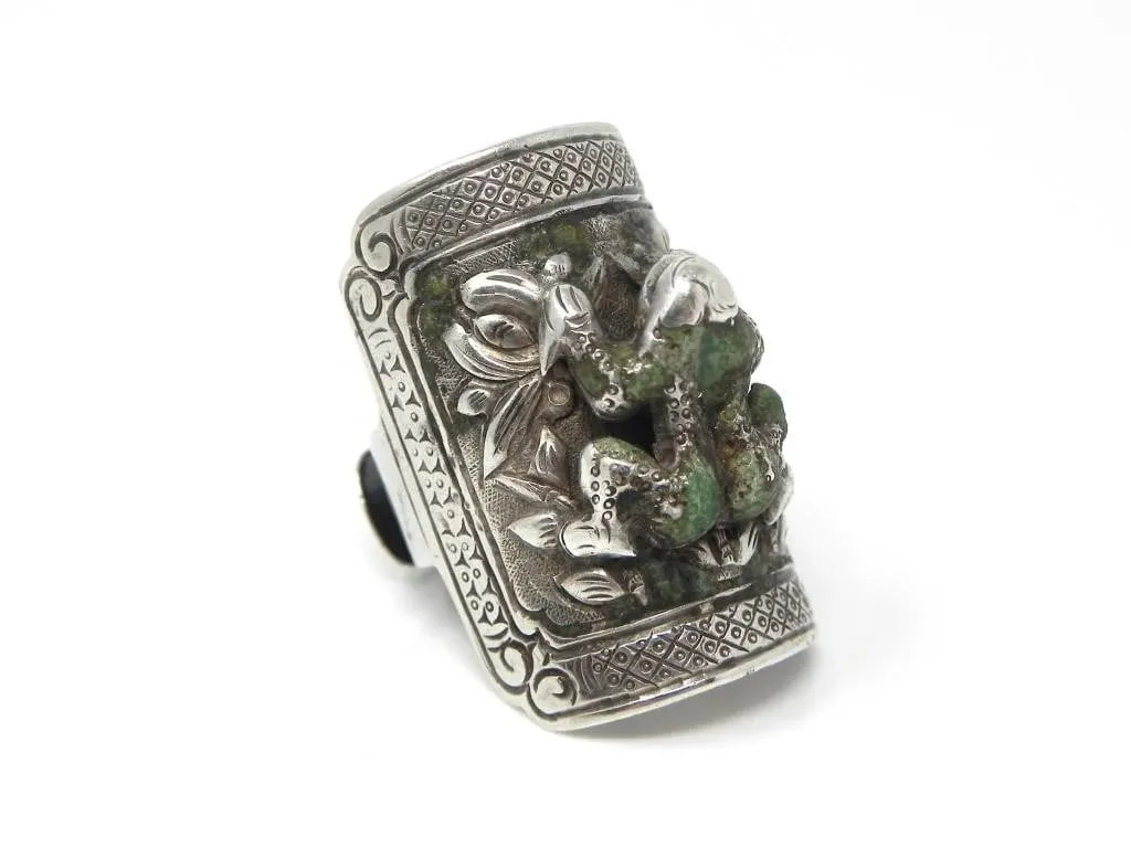 STERLING SILVER ADJUSTABLE FROG RING 11g