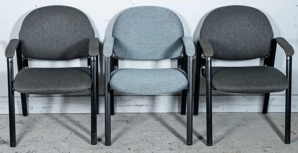 3 UPHOLSTERED STACKING OFFICE ARMCHAIRS