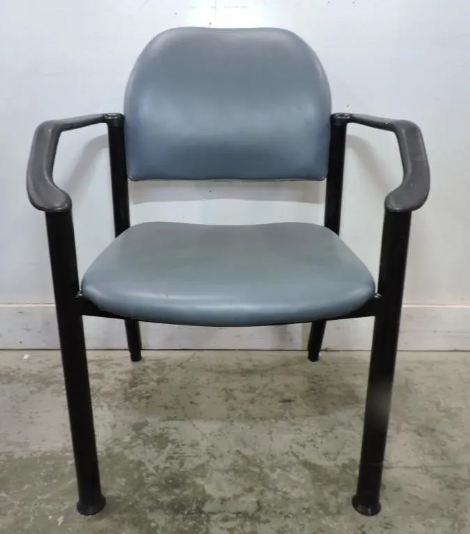 GREY VINYL GUEST ARMCHAIR CONTOURED ARMREST