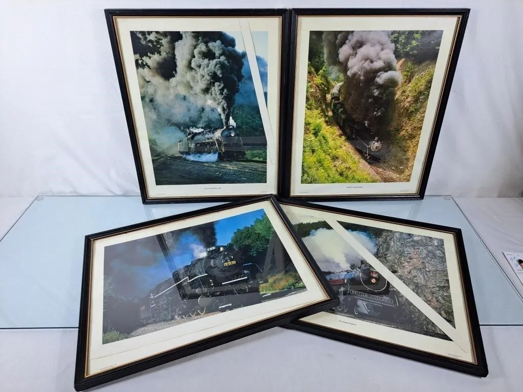 Set of Four Locomotive Prints - 21"Hx17"W