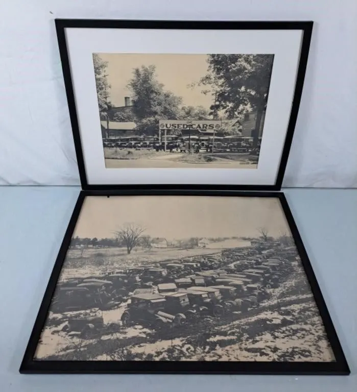 Pair of Vintage Car Tgemed Prints - 20.5"Wx16.5"H