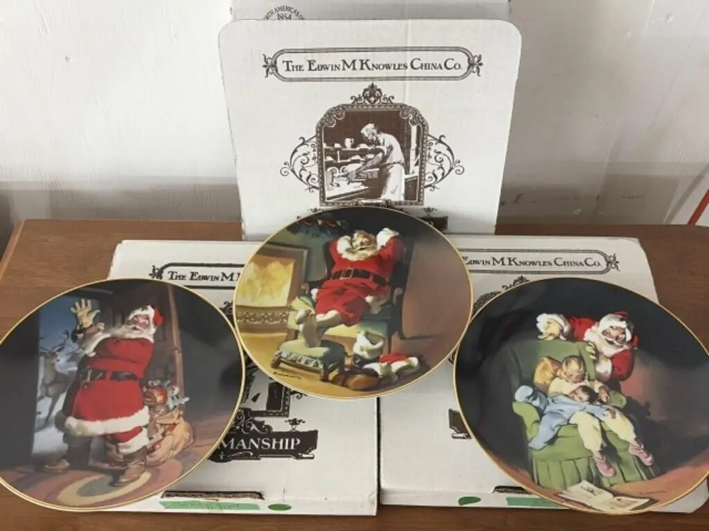 Edwin M Knowles Sandblown Santa Series Plates