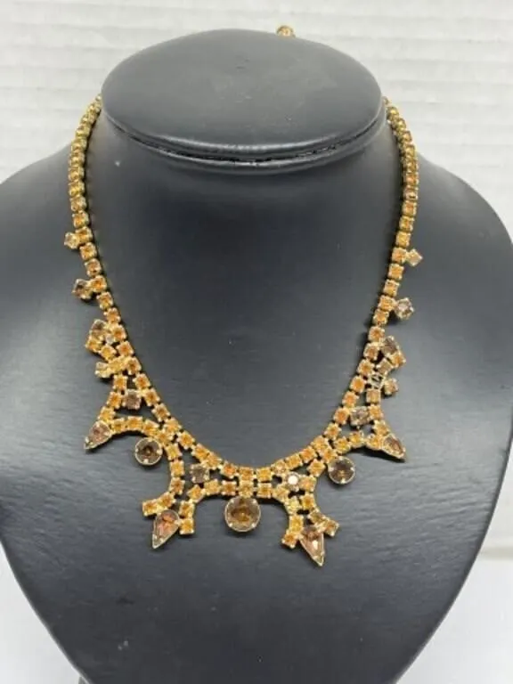 Modern Necklace Made with Gold and Amber tone