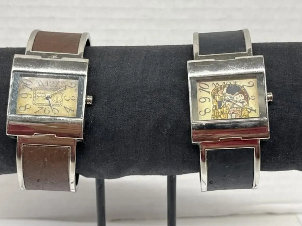 2 Modern Cuff Bracelet Style Lady's Wristwatches