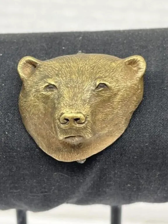 Bear's Head Brass Brooch